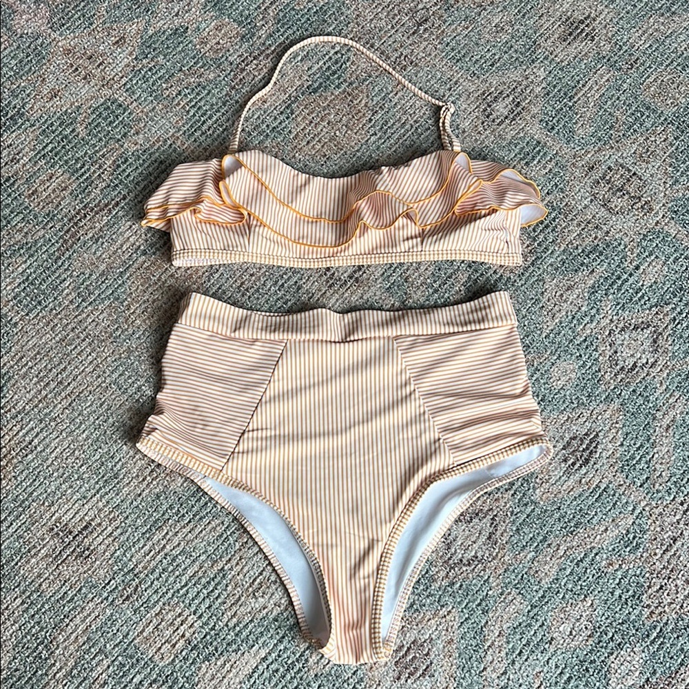 Striped Yellow Bikini Set